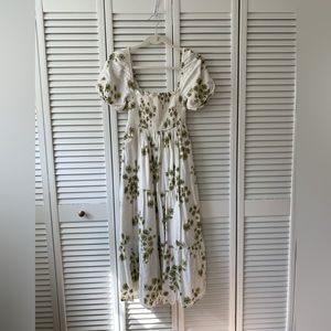 Abercrombie & Fitch Floral Puff Sleeve Midi Dress